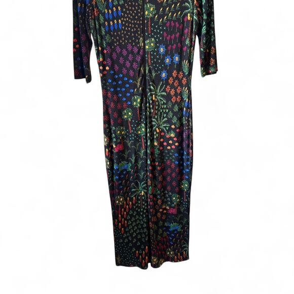Farm Rio Fruit Garden Jersey Bodycon Midi Dress Black Multicolor Size Small - Picture 6 of 7